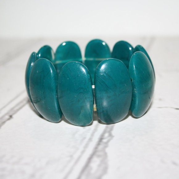 Beautiful blue chunky bracelet 7" 1.5" tall - Picture 1 of 3